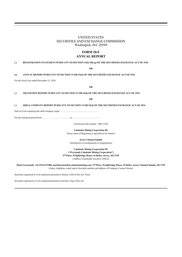 Thumbnail Caledonia Mining 20-F Annual Report 