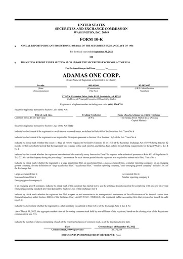 Thumbnail Adamas One 10-K Annual Report 