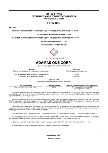 Thumbnail Adamas One 10-Q Quarterly Report FY 