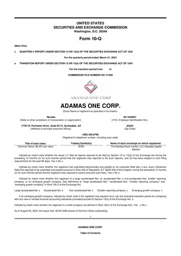 Thumbnail Adamas One 10-Q Quarterly Report FY2024 