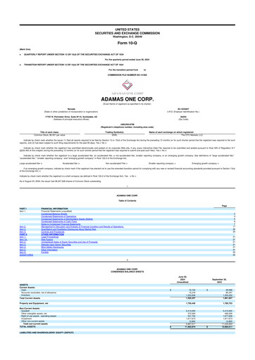 Thumbnail Adamas One 10-Q Quarterly Report FY 