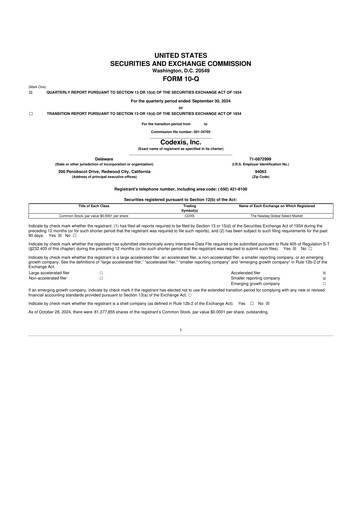 Thumbnail Codexis
 10-Q Quarterly Report FY2024 