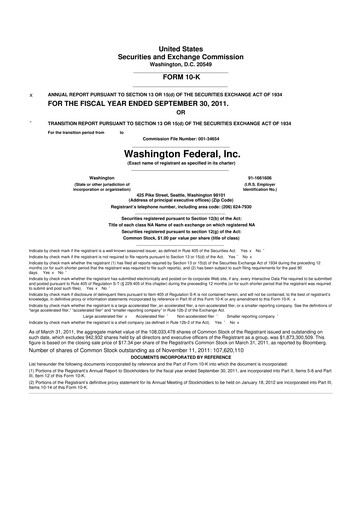 Thumbnail WaFd Bank 10-K Annual Report 2011