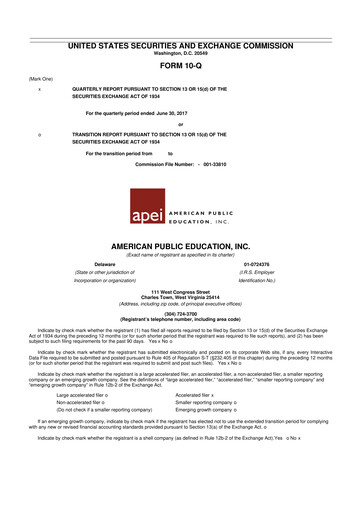 Thumbnail American Public Education 10-Q Quarterly Report FY2017 