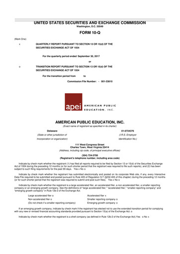 Thumbnail American Public Education 10-Q Quarterly Report FY2017 