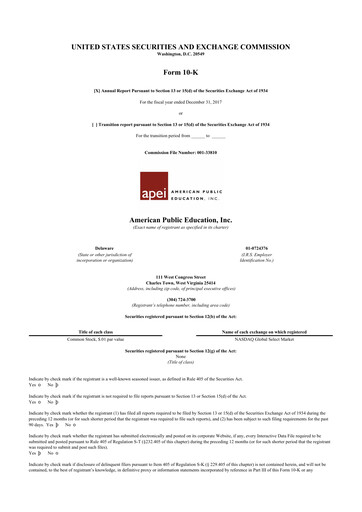 Vorschaubild American Public Education 10-K Jahresbericht 2017