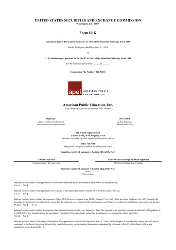 Vorschaubild American Public Education 10-K Jahresbericht 2018