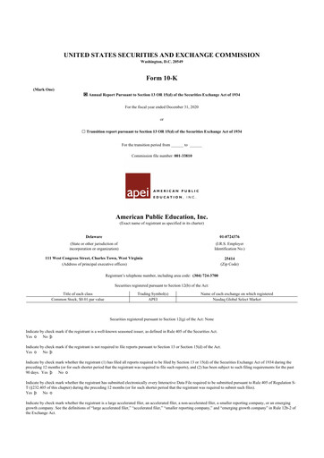Vorschaubild American Public Education 10-K Jahresbericht 2020