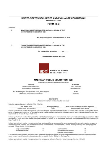 Thumbnail American Public Education 10-Q Quarterly Report FY2024 