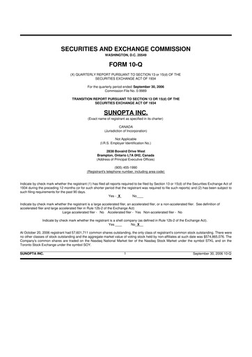 Thumbnail SunOpta 10-Q Quarterly Report FY 