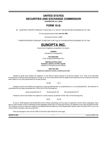Thumbnail SunOpta 10-Q Quarterly Report FY 