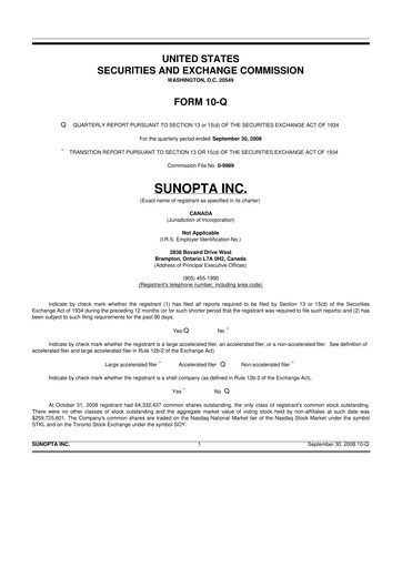 Thumbnail SunOpta 10-Q Quarterly Report FY 