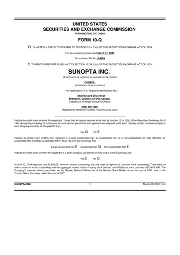 Thumbnail SunOpta 10-Q Quarterly Report FY 
