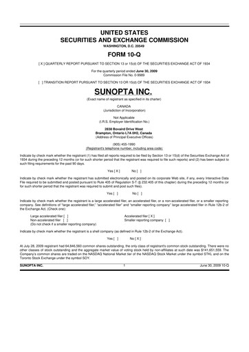 Thumbnail SunOpta 10-Q Quarterly Report FY 