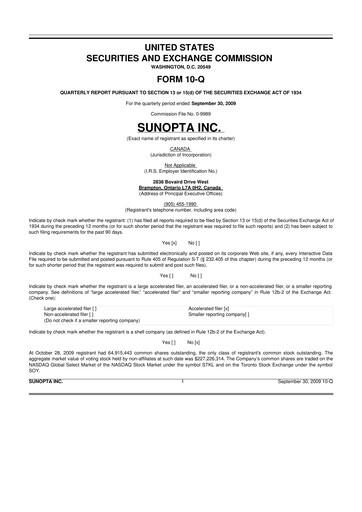 Thumbnail SunOpta 10-Q Quarterly Report FY 