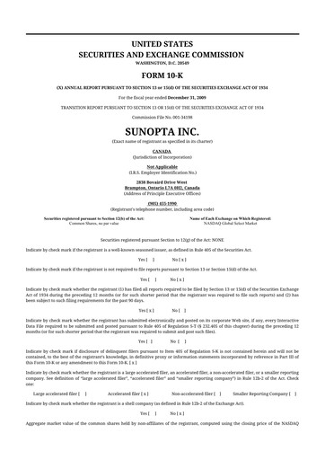 Thumbnail SunOpta 10-K Annual Report 