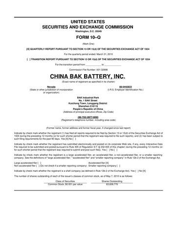 Thumbnail CBAK Energy Technology 10-Q Quarterly Report FY 