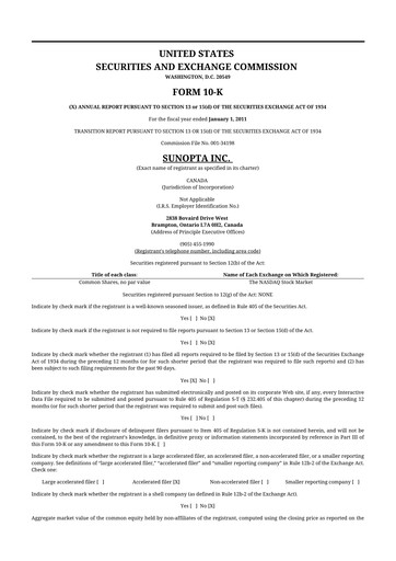 Thumbnail SunOpta 10-K Annual Report 