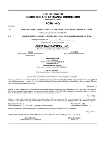 Thumbnail CBAK Energy Technology 10-Q Quarterly Report FY 