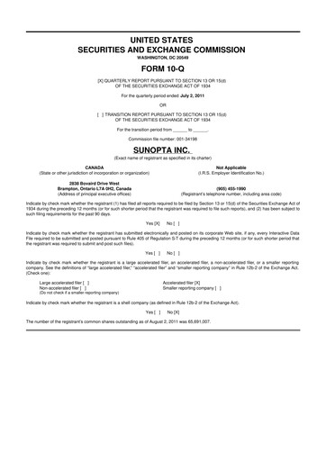Thumbnail SunOpta 10-Q Quarterly Report FY 