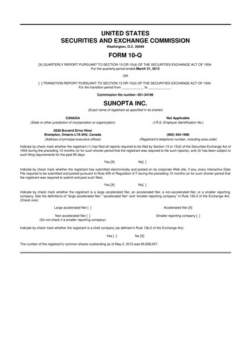 Thumbnail SunOpta 10-Q Quarterly Report FY2012 