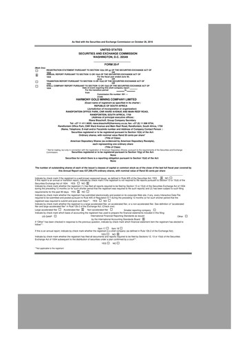 Thumbnail Harmony Gold 20-F Annual Report 