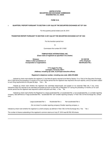 Thumbnail Somnigroup International 10-Q Quarterly Report FY2010 