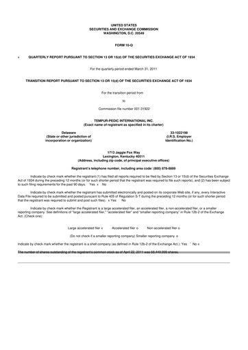 Thumbnail Somnigroup International 10-Q Quarterly Report FY2011 