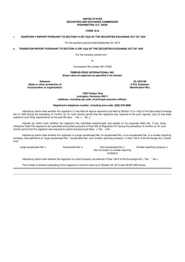 Thumbnail Somnigroup International 10-Q Quarterly Report FY2012 