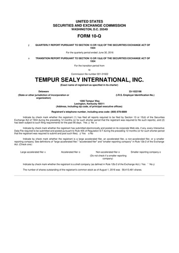 Thumbnail Somnigroup International 10-Q Quarterly Report FY2016 