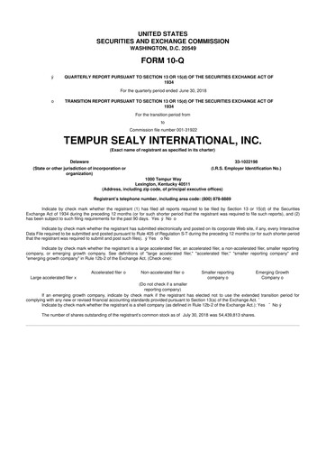 Thumbnail Somnigroup International 10-Q Quarterly Report FY2018 