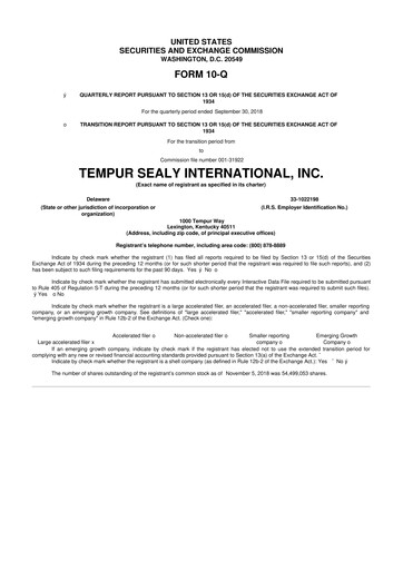 Thumbnail Somnigroup International 10-Q Quarterly Report FY2018 