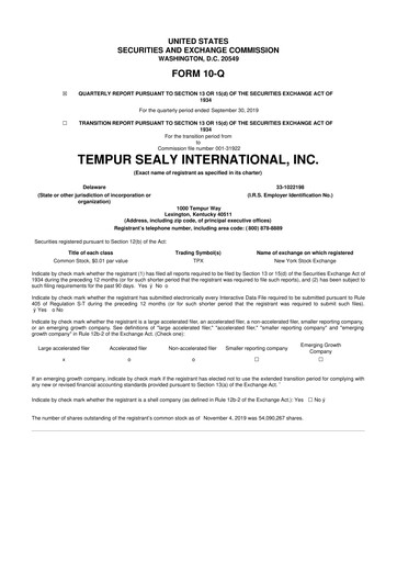 Thumbnail Somnigroup International 10-Q Quarterly Report FY2019 
