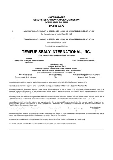 Thumbnail Somnigroup International 10-Q Quarterly Report FY2020 
