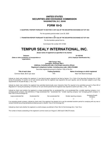 Thumbnail Somnigroup International 10-Q Quarterly Report FY2020 