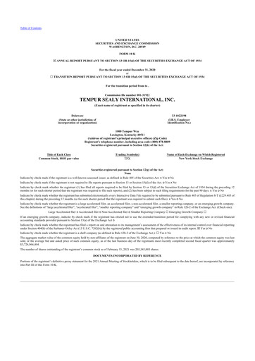 Thumbnail Somnigroup International 10-K Annual Report 2020