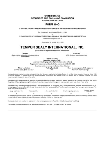 Thumbnail Somnigroup International 10-Q Quarterly Report FY2021 