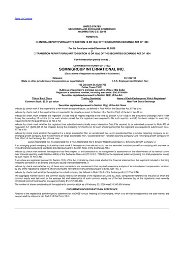 Thumbnail Somnigroup International 10-K Annual Report 2025