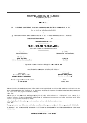 Miniature Regal Rexnord 10-K Rapport annuel 