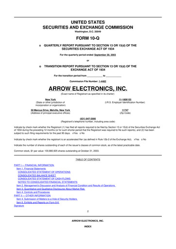 Thumbnail Arrow Electronics
 10-Q Quarterly Report FY 
