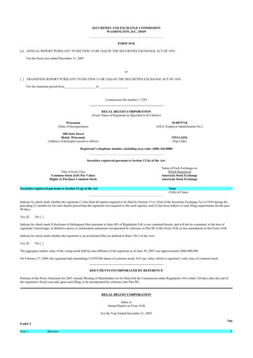 Miniature Regal Rexnord 10-K Rapport annuel 