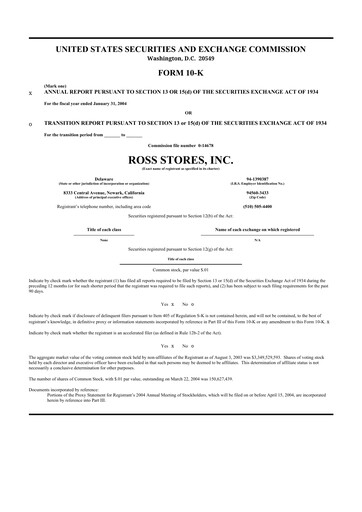 Thumbnail Ross Stores 10-K Annual Report 