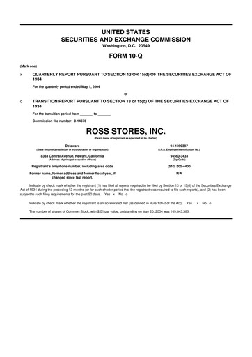 Vorschaubild Ross Stores 10-Q Quartalsbericht  