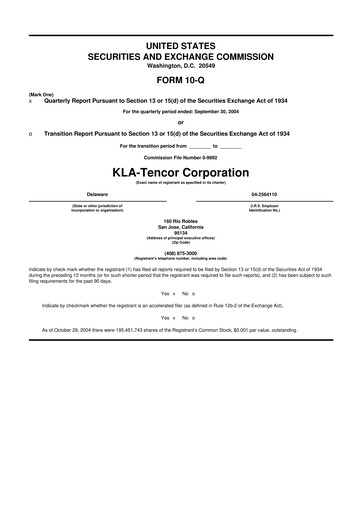 Thumbnail KLA 10-Q Quarterly Report FY 