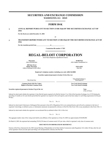 Miniature Regal Rexnord 10-K Rapport annuel 