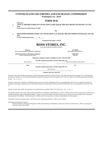 Thumbnail Ross Stores 10-K Annual Report 