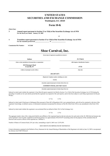 Thumbnail Shoe Carnival
 10-K Annual Report 