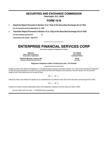 Vorschaubild Enterprise Financial Services Corp 10-Q Quartalsbericht  