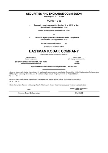 Thumbnail Eastman Kodak Company 10-Q Quarterly Report FY 