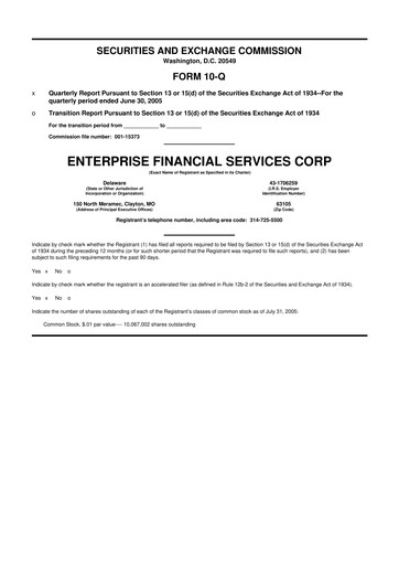 Vorschaubild Enterprise Financial Services Corp 10-Q Quartalsbericht  